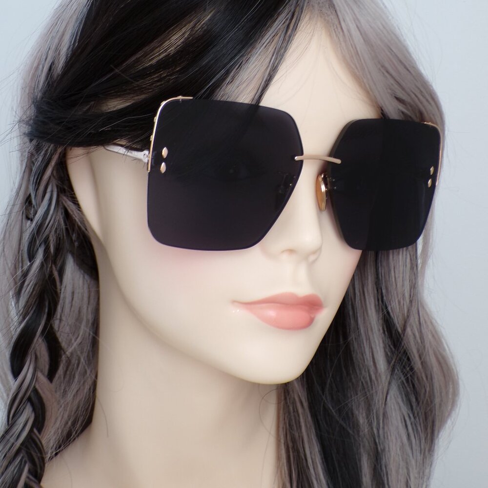 Isabel Marant Oversized Embellished Square Luxury Shades, Rose Gold Flat IM0081